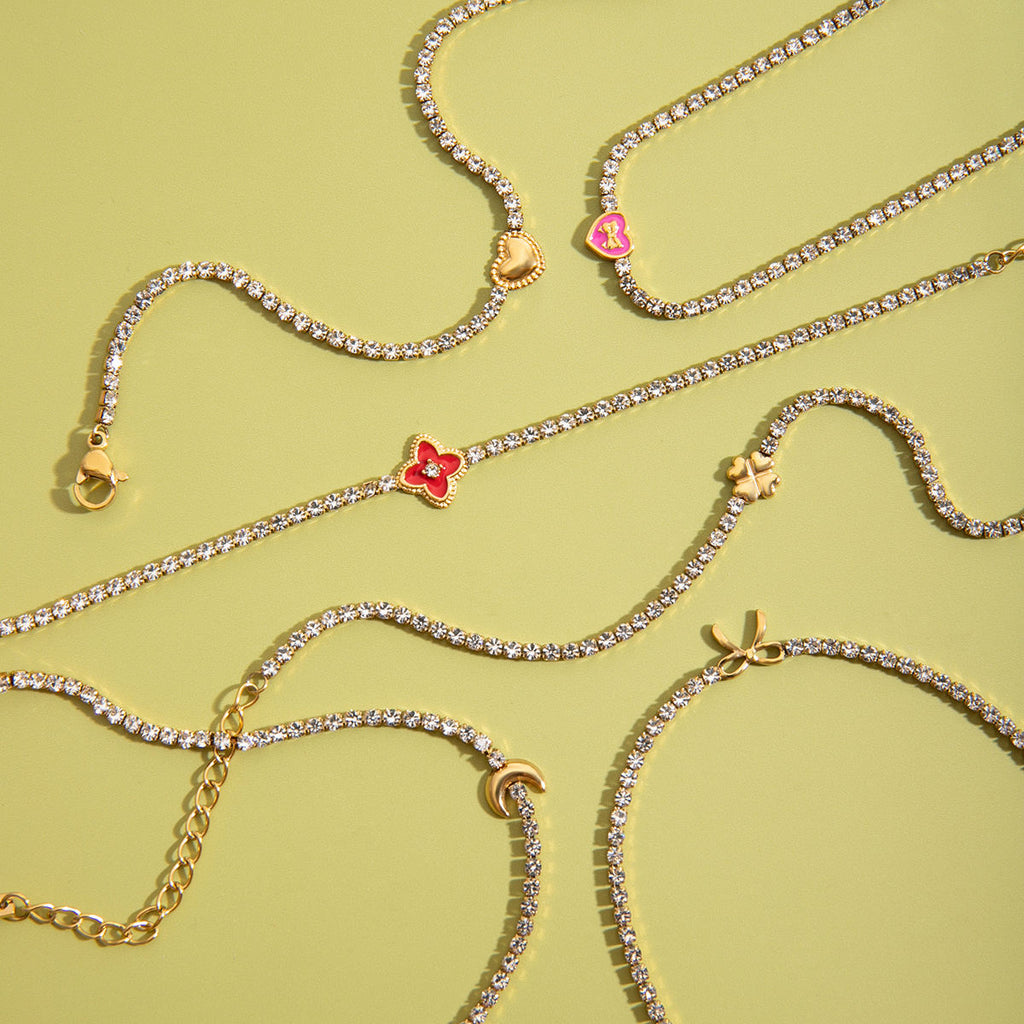 Dainty 18K Gold PVD Diamond Tennis Bracelet | Waterproof