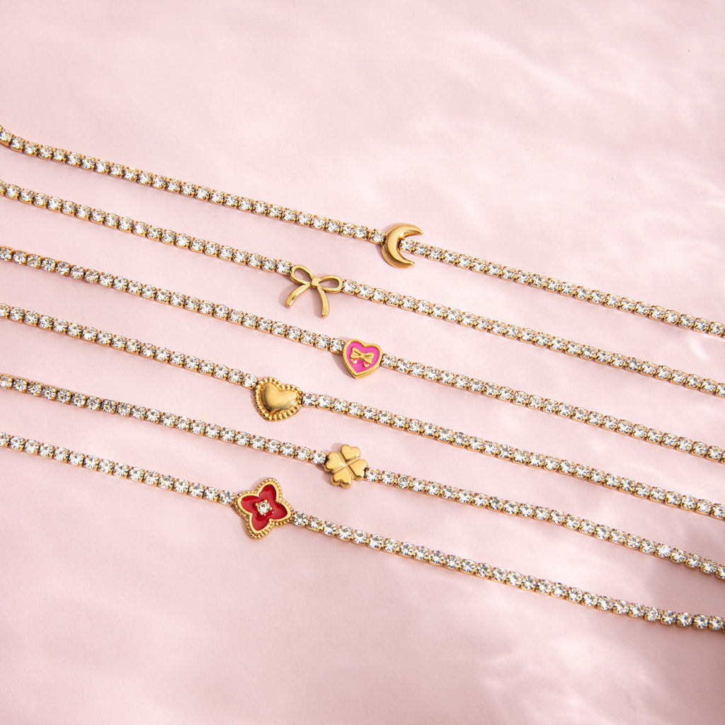 Dainty 18K Gold PVD Diamond Tennis Bracelet | Waterproof