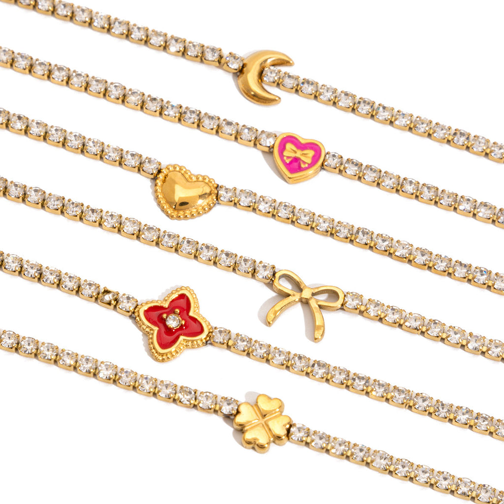 Dainty 18K Gold PVD Diamond Tennis Bracelet | Waterproof