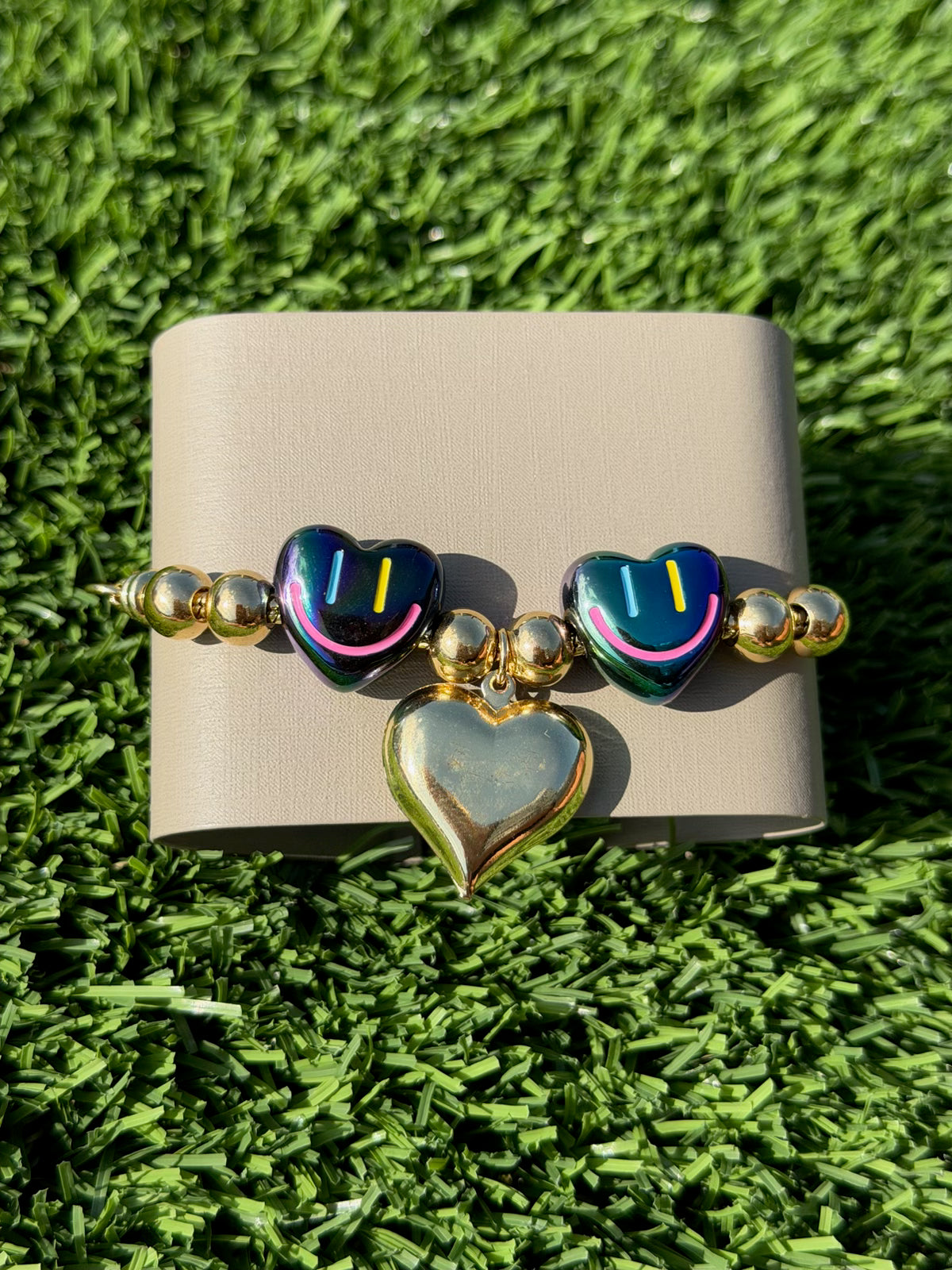 Rainbow Heart Gold-Plated Bracelet