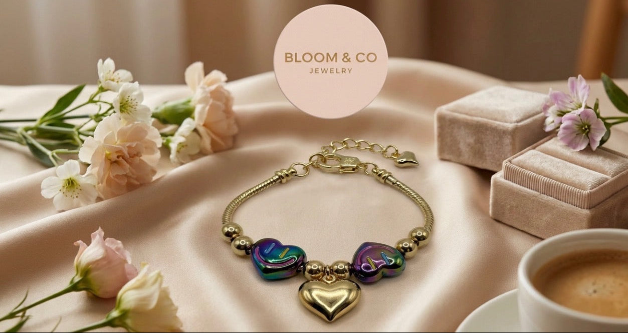 Rainbow Heart Gold-Plated Bracelet