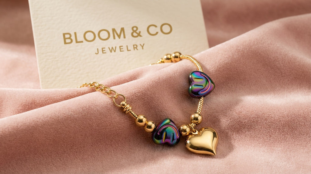 Rainbow Heart Gold-Plated Bracelet