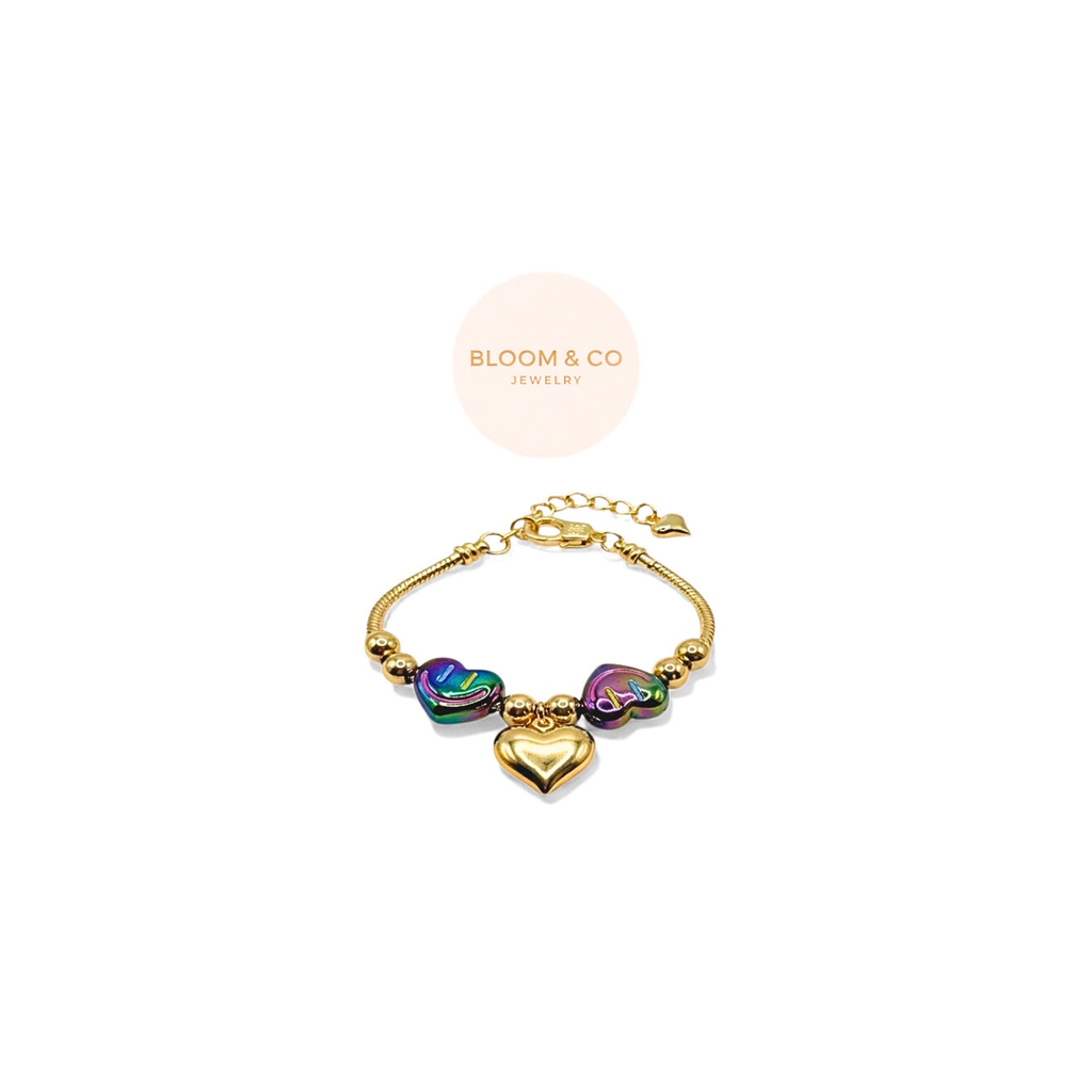 Rainbow Heart Gold-Plated Bracelet