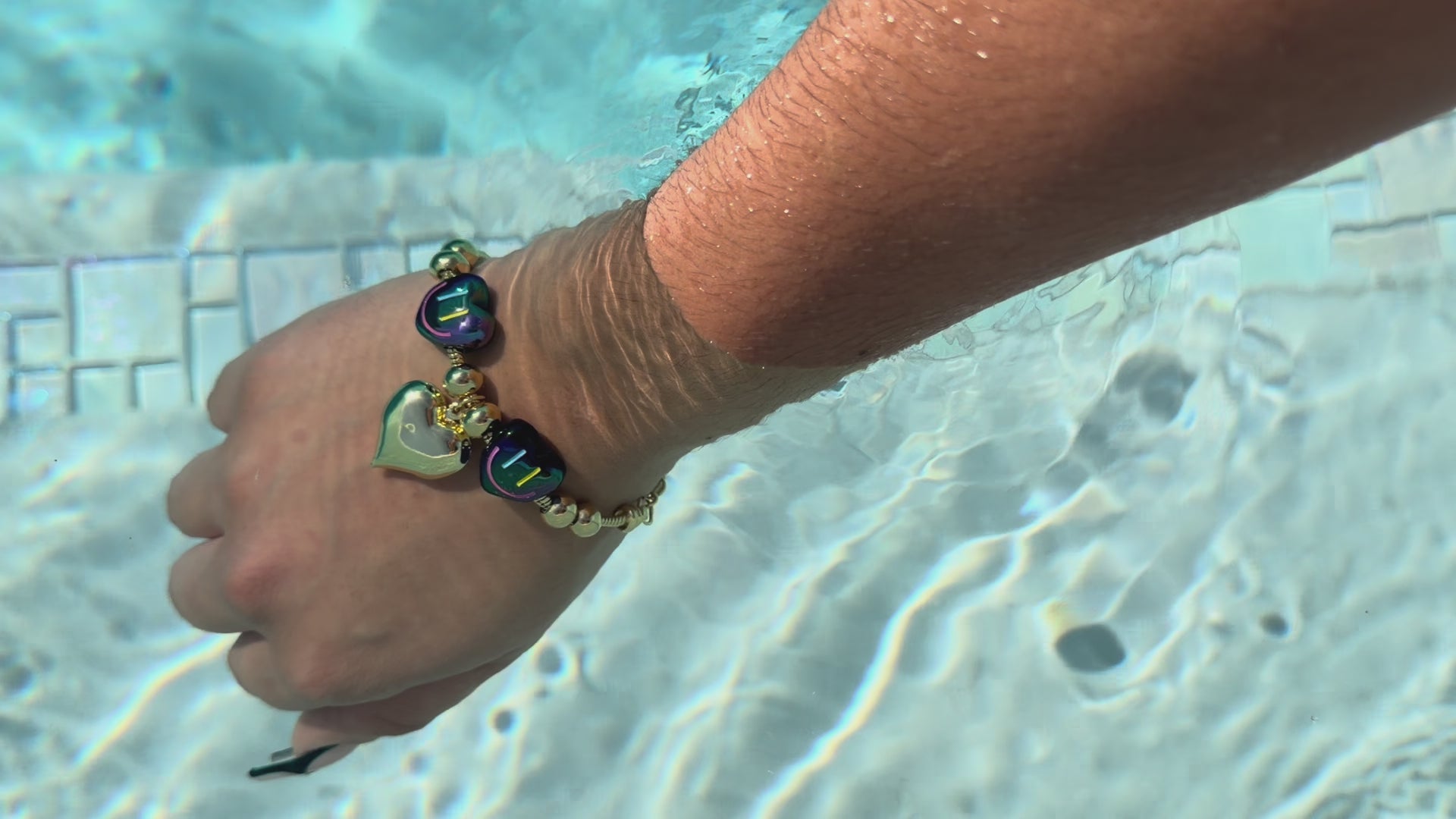 Rainbow Heart Gold-Plated Bracelet