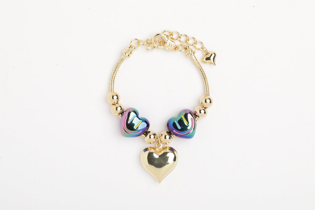 Rainbow Heart Gold-Plated Bracelet